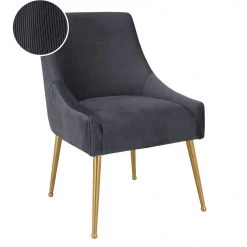 TOV Beatrix Pleated Velvet Dining Chair Gold Legs Dining Room