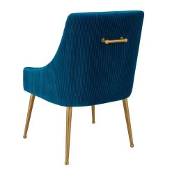 TOV Beatrix Pleated Velvet Dining Chair Gold Legs Dining Room