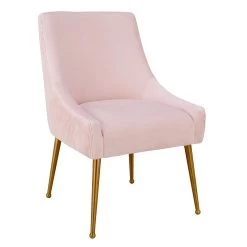 TOV Beatrix Pleated Velvet Dining Chair Gold Legs Dining Room