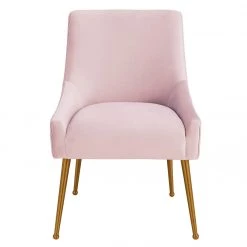 TOV Beatrix Pleated Velvet Dining Chair Gold Legs Dining Room