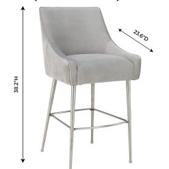 TOV Beatrix Pleated Velvet Counter Stool