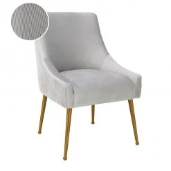 TOV Beatrix Pleated Velvet Dining Chair Gold Legs Dining Room