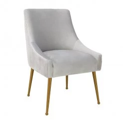 TOV Beatrix Pleated Velvet Dining Chair Gold Legs Dining Room