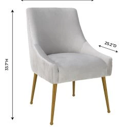 TOV Beatrix Pleated Velvet Dining Chair Gold Legs Dining Room