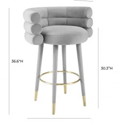 TOV Dining Room Betty Sea Foam Velvet Barstool