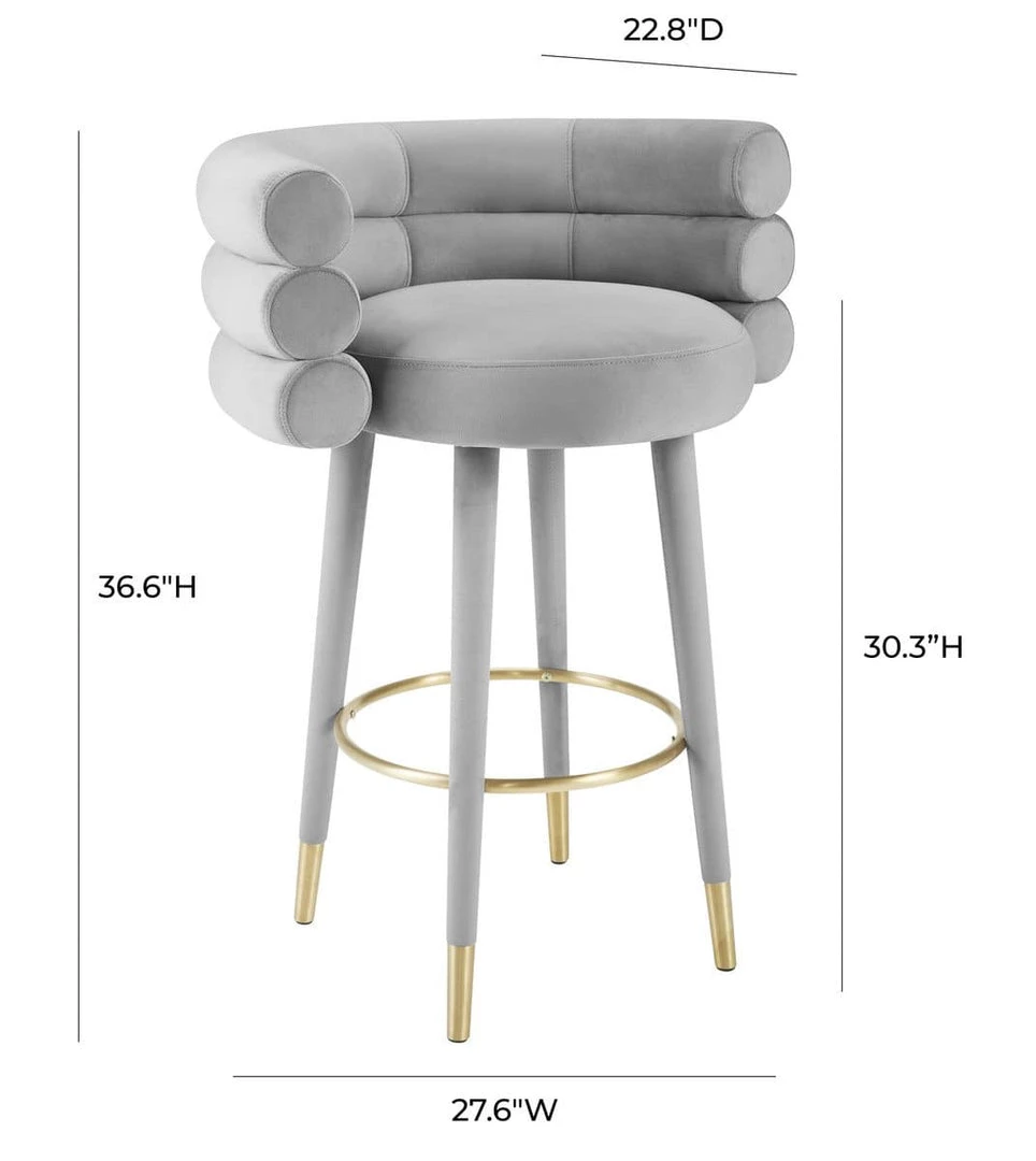 TOV Dining Room Betty Sea Foam Velvet Barstool
