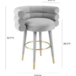 TOV Betty Velvet Counter Stool Dining Room