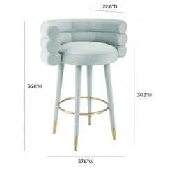 TOV Dining Room Betty Sea Foam Velvet Barstool