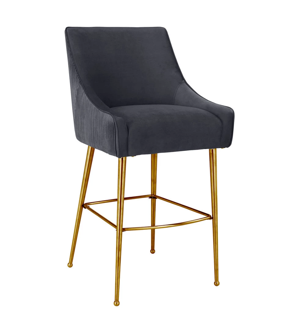 TOV Dining Room Beatrix Pleated Velvet Bar Stool