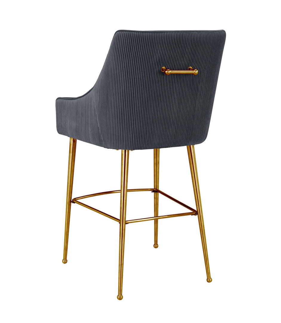 TOV Dining Room Beatrix Pleated Velvet Bar Stool