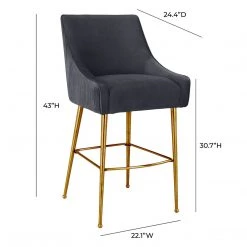 TOV Dining Room Beatrix Pleated Velvet Bar Stool