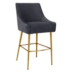 TOV Beatrix Pleated Velvet Counter Stool