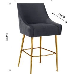 TOV Beatrix Pleated Velvet Counter Stool