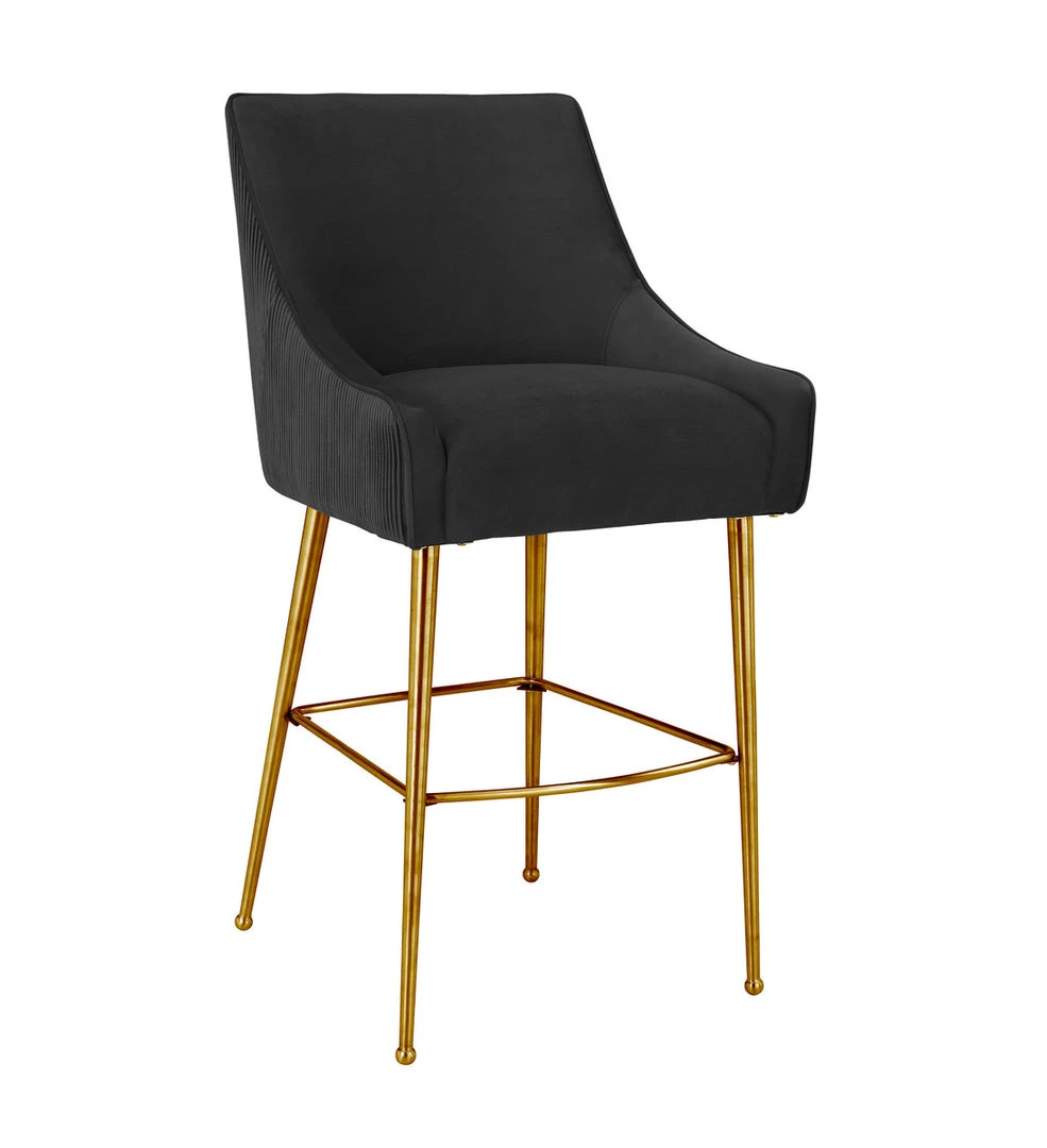 TOV Dining Room Beatrix Pleated Velvet Bar Stool