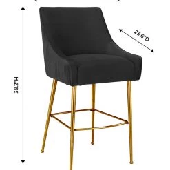 TOV Beatrix Pleated Velvet Counter Stool