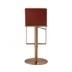 TOV Sentinel Saddle Brown And Rose Gold Adjustable Stool Bar Stools & Carts