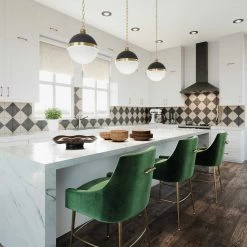 TOV Beatrix Pleated Velvet Counter Stool