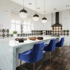 TOV Dining Room Beatrix Pleated Velvet Bar Stool