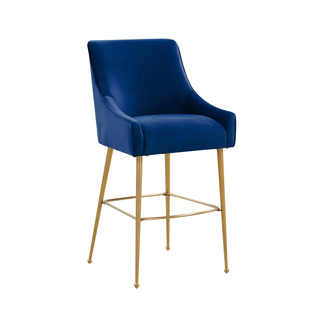 TOV Dining Room Beatrix Pleated Velvet Bar Stool
