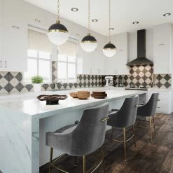 TOV Dining Room Beatrix Pleated Velvet Bar Stool