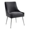 TOV Beatrix Grey Velvet Side Chair - Silver Legs Dining Room
