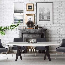 TOV Beatrix Grey Velvet Side Chair - Silver Legs Dining Room