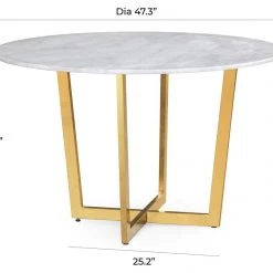 TOV Dining Tables Maxim White Marble Dining Table