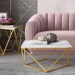 TOV Leopold White Marble Cocktail Table