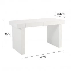 TOV Clara Glossy White Lacquer Desk Office