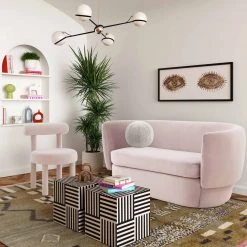 TOV Isabella Velvet Loveseat By Hollywood Glam Living Room