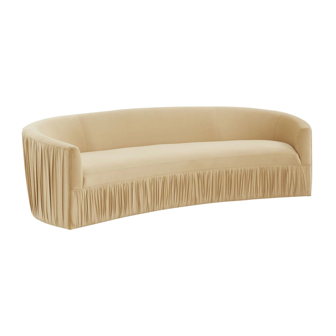 TOV Valerie Pleated Champagne Velvet Sofa