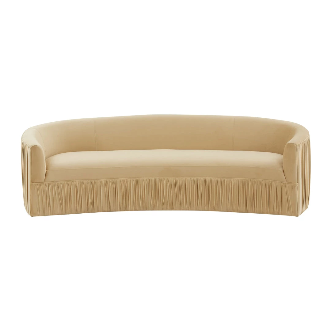 TOV Valerie Pleated Champagne Velvet Sofa