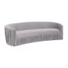 TOV Valerie Pleated Light Grey Velvet Sofa Living Room