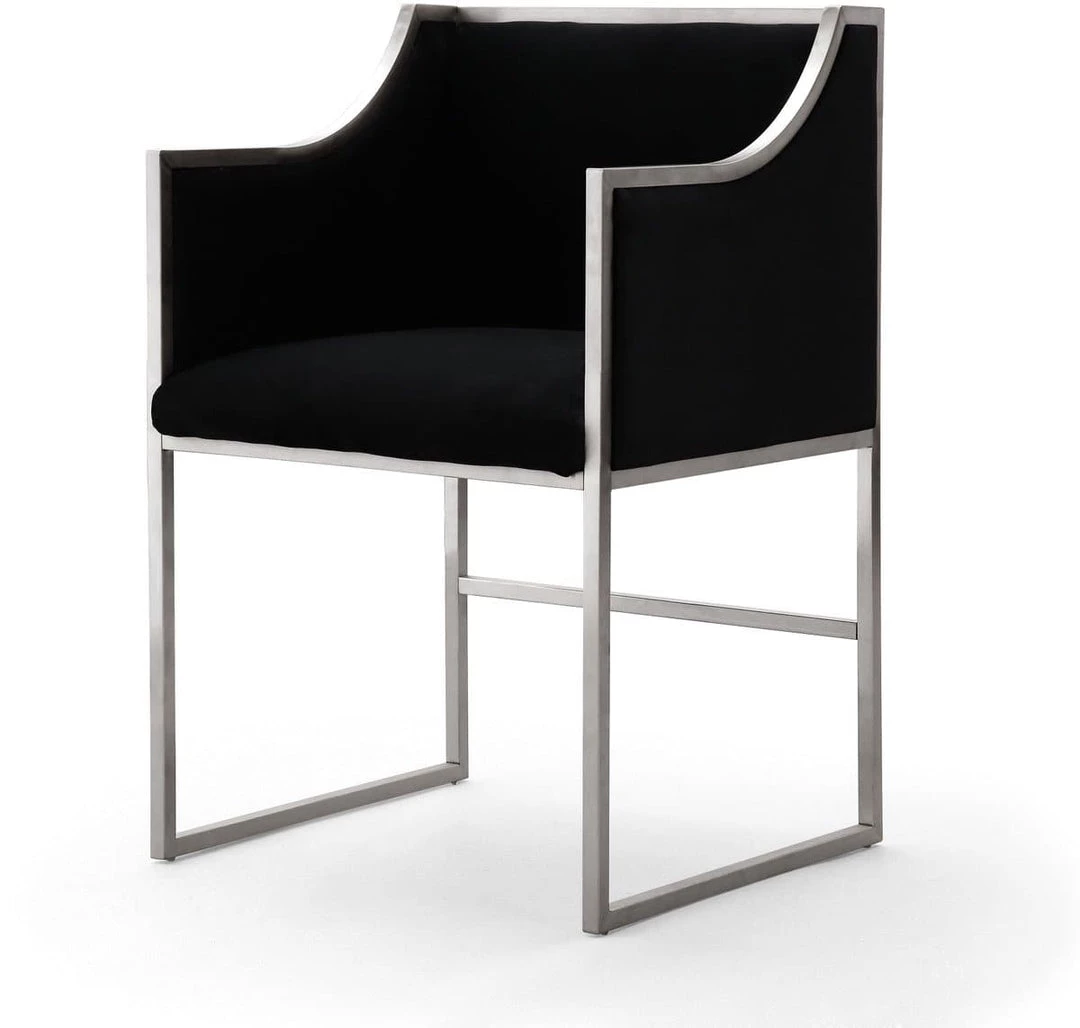 TOV Atara Black Velvet Silver Chair