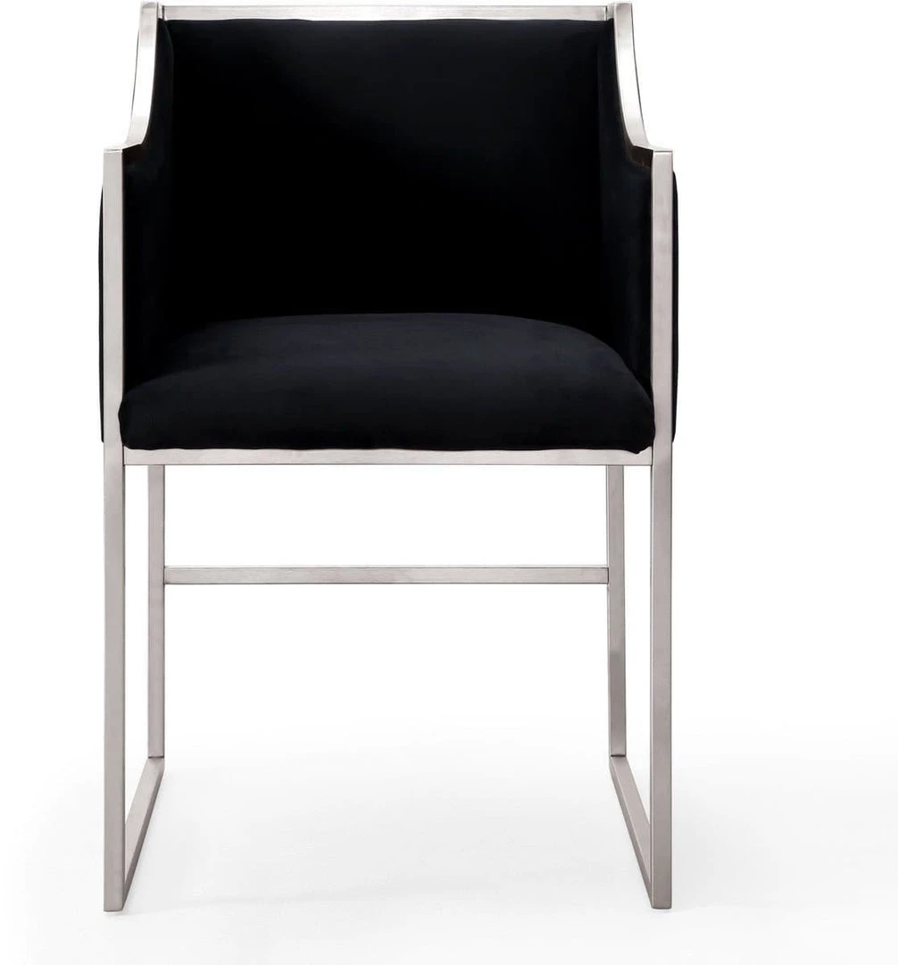 TOV Atara Black Velvet Silver Chair