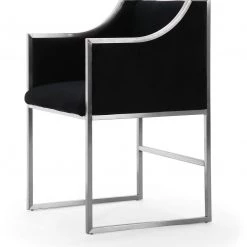 TOV Atara Black Velvet Silver Chair