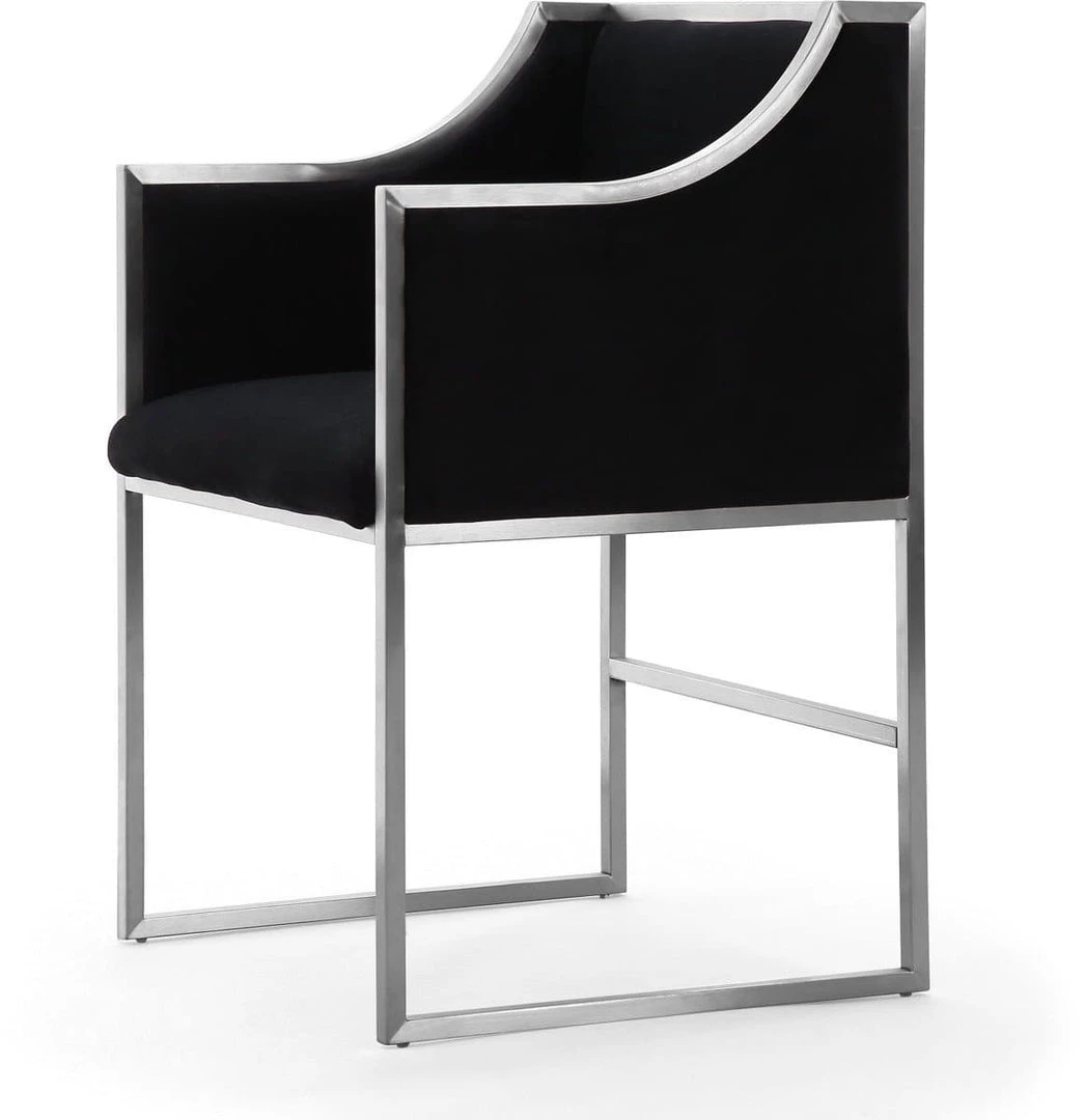 TOV Atara Black Velvet Silver Chair