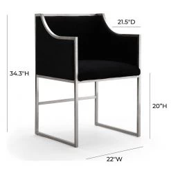 TOV Atara Black Velvet Silver Chair