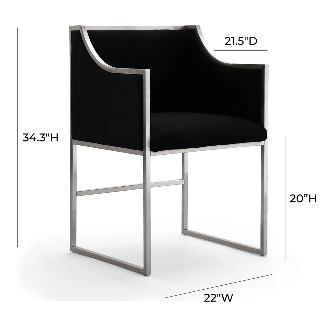 TOV Atara Black Velvet Silver Chair