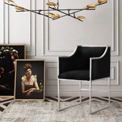 TOV Atara Black Velvet Silver Chair
