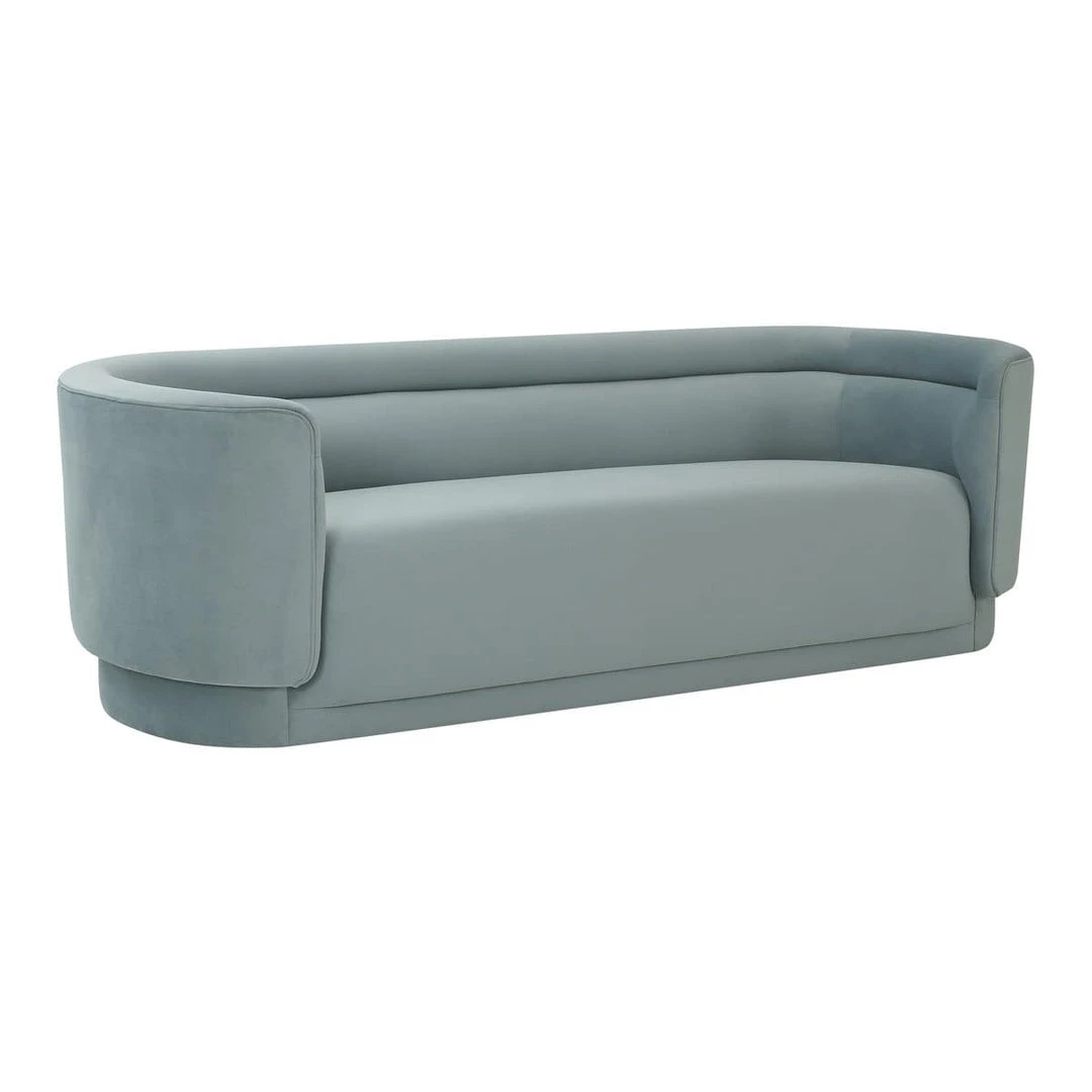 TOV Living Room Macie Sea Blue Velvet Sofa