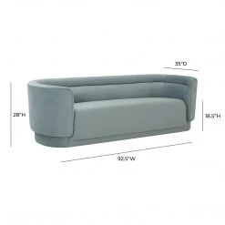 TOV Living Room Macie Sea Blue Velvet Sofa