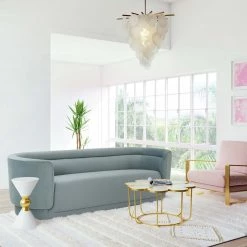 TOV Living Room Macie Sea Blue Velvet Sofa