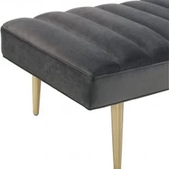 TOV Jax Grey Velvet Bench