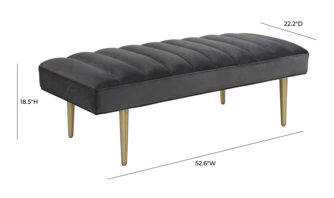 TOV Jax Grey Velvet Bench