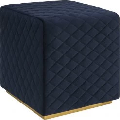 TOV Kent Navy Velvet Ottoman Bedroom