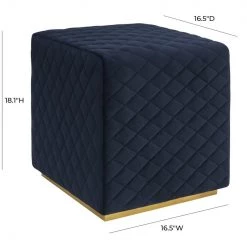 TOV Kent Navy Velvet Ottoman Bedroom