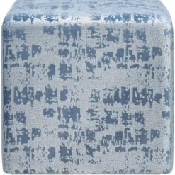 TOV Kent Blue Textured Velvet Ottoman