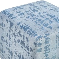 TOV Kent Blue Textured Velvet Ottoman