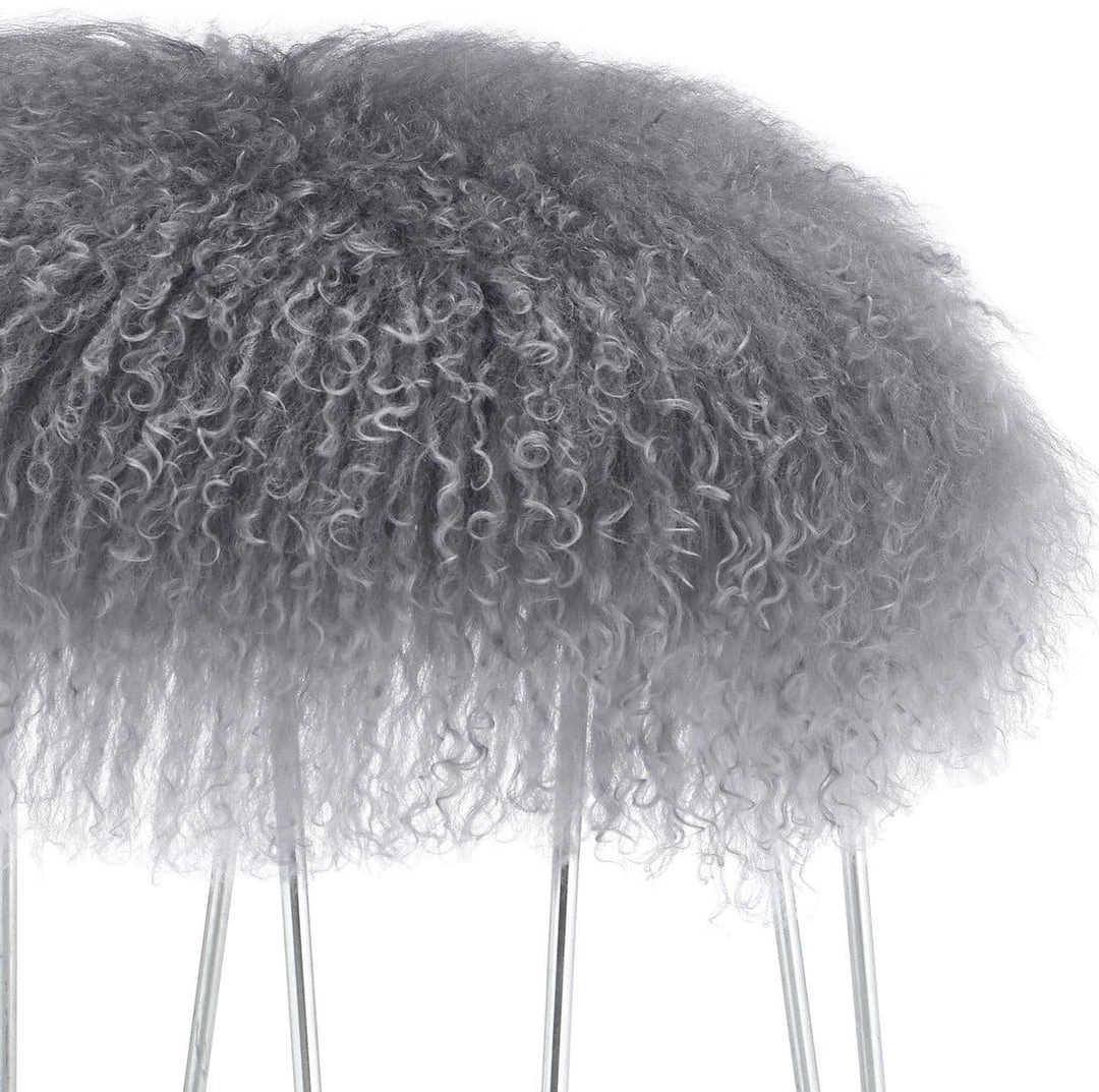 TOV Zelda Grey Sheepskin Bench Bedroom